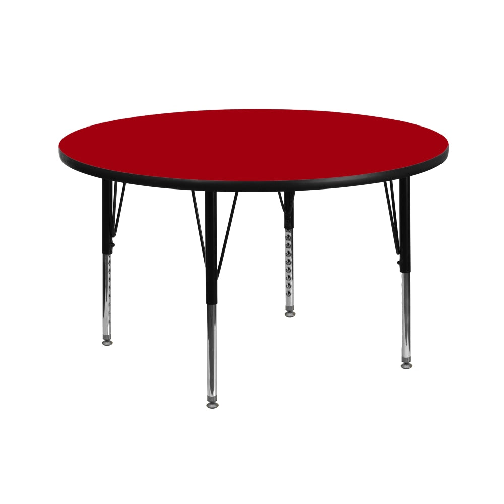 Flash Furniture 42in Round Thermal Laminate Activity Table With Short Height-Adjustable Legs, Red