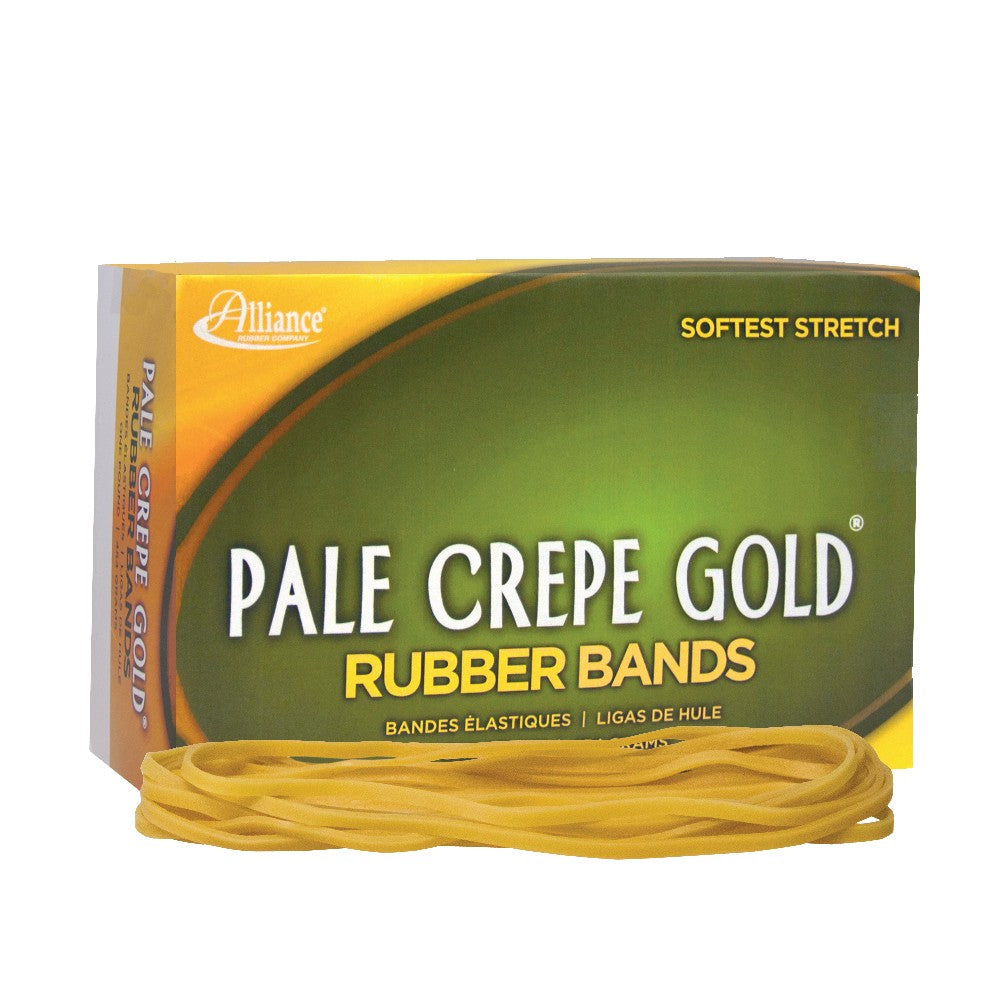 Alliance Rubber Pale Crepe Gold Rubber Bands, #117B, 7in x 1/8in, 1 Lb, Box Of 300