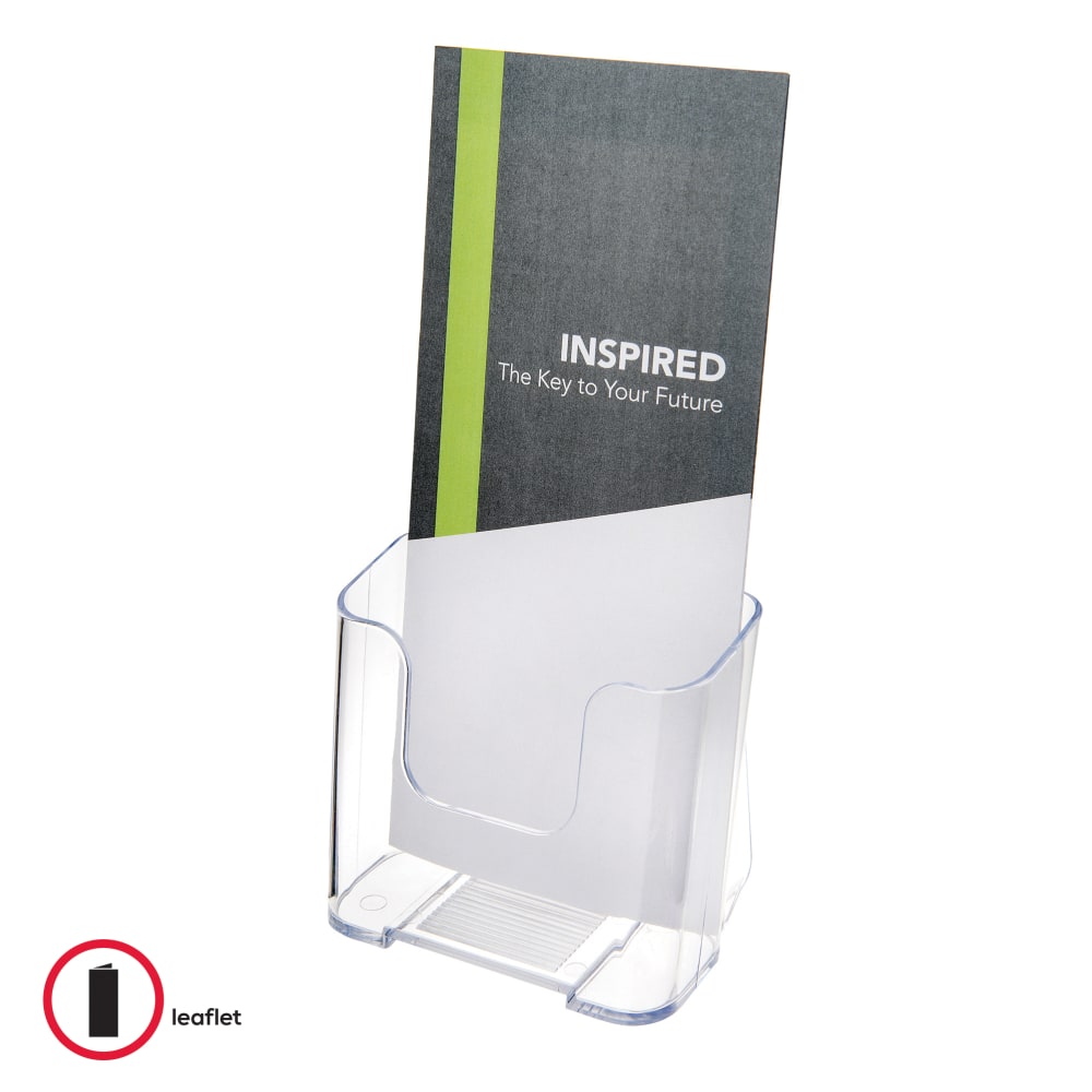 Deflecto Literature DocuHolder, Brochure/Leaflet Size, 7 3/4inH x 4 1/4inW x 3 1/4inD, Clear