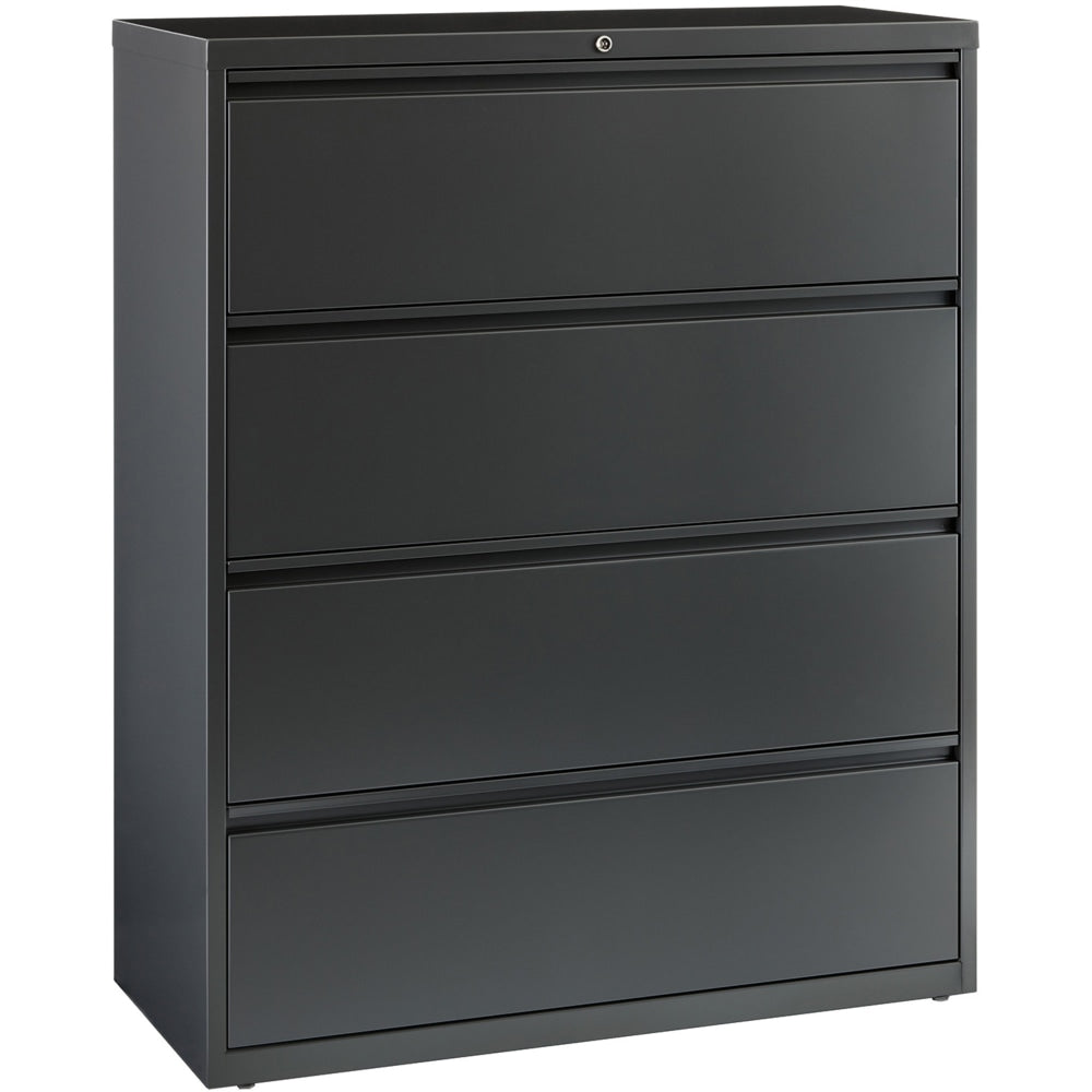 Lorell 42inW x 18-5/8inD Lateral 4-Drawer File Cabinet, Charcoal