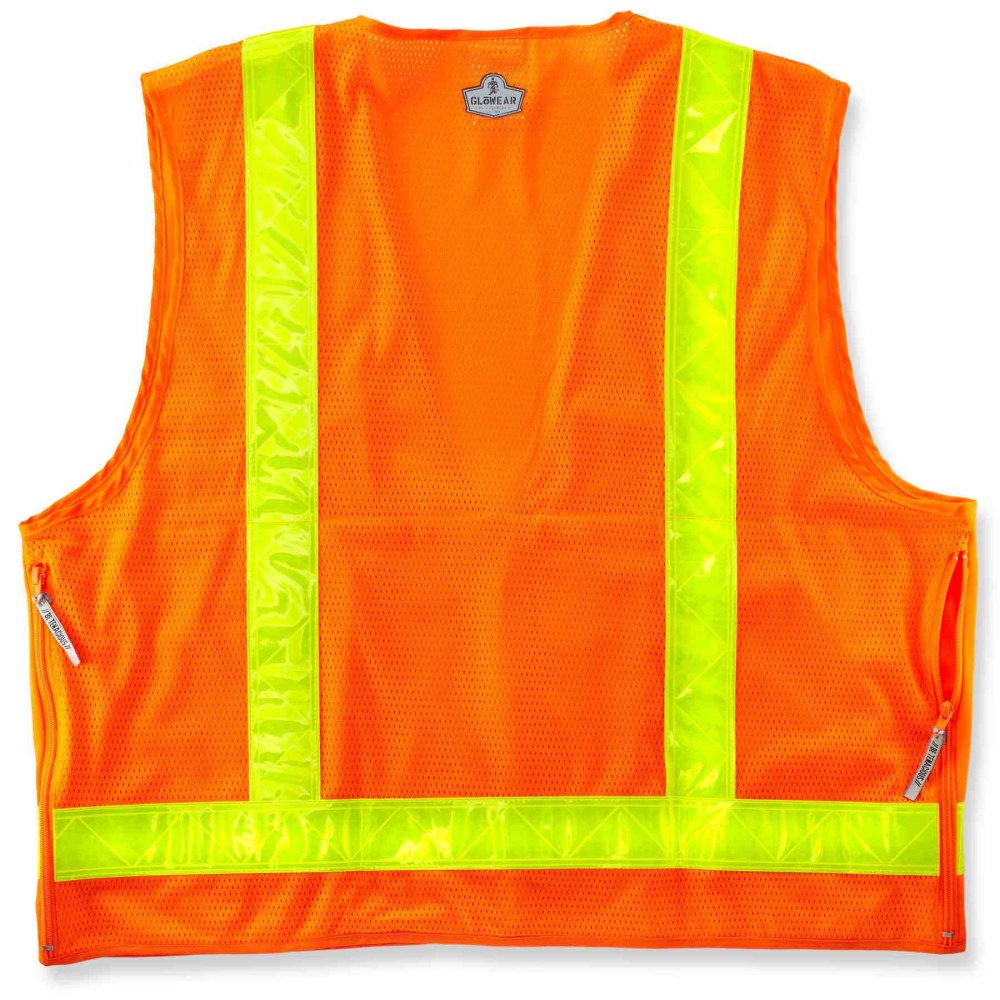 Ergodyne GloWear Safety Vest, Hi-Gloss Surveyors 8250ZHG, Type R Class 2, 4X/5X, Orange