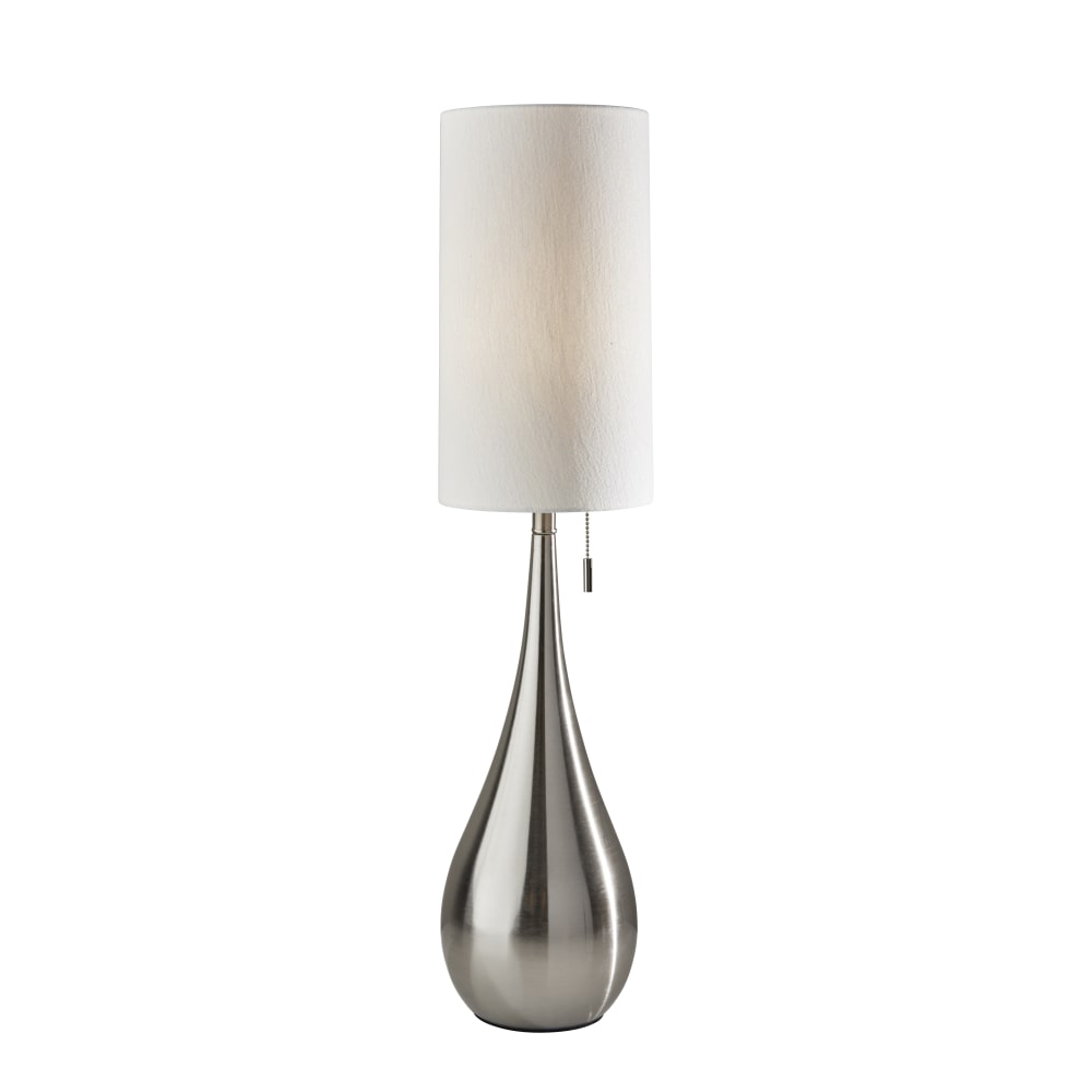 Adesso Christina Table Lamp, 34-1/2inH, White Shade/Brushed Steel Base