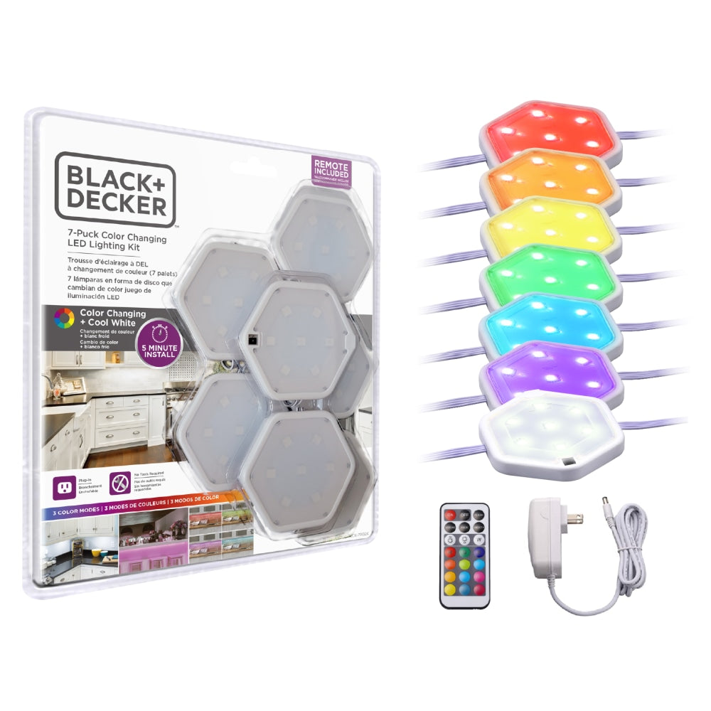 BLACK+DECKER LED Puck Light Kit With Remote, White