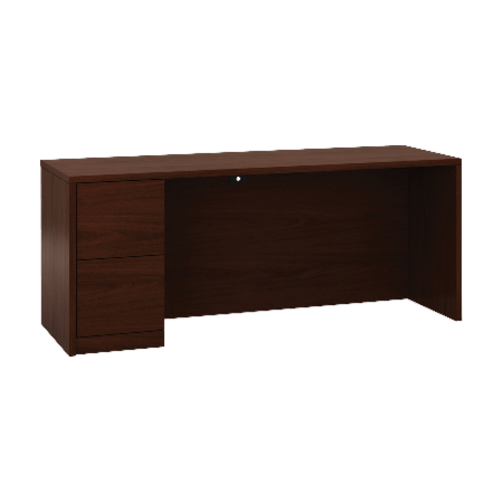 HON 10700 Series Left-Pedestal Credenza - 72in x 24in x 29.5in x 1.1in - 2 x File Drawer(s) - Single Pedestal on Left Side - Square Edge - Material: Wood - Finish: Laminate, Mahogany