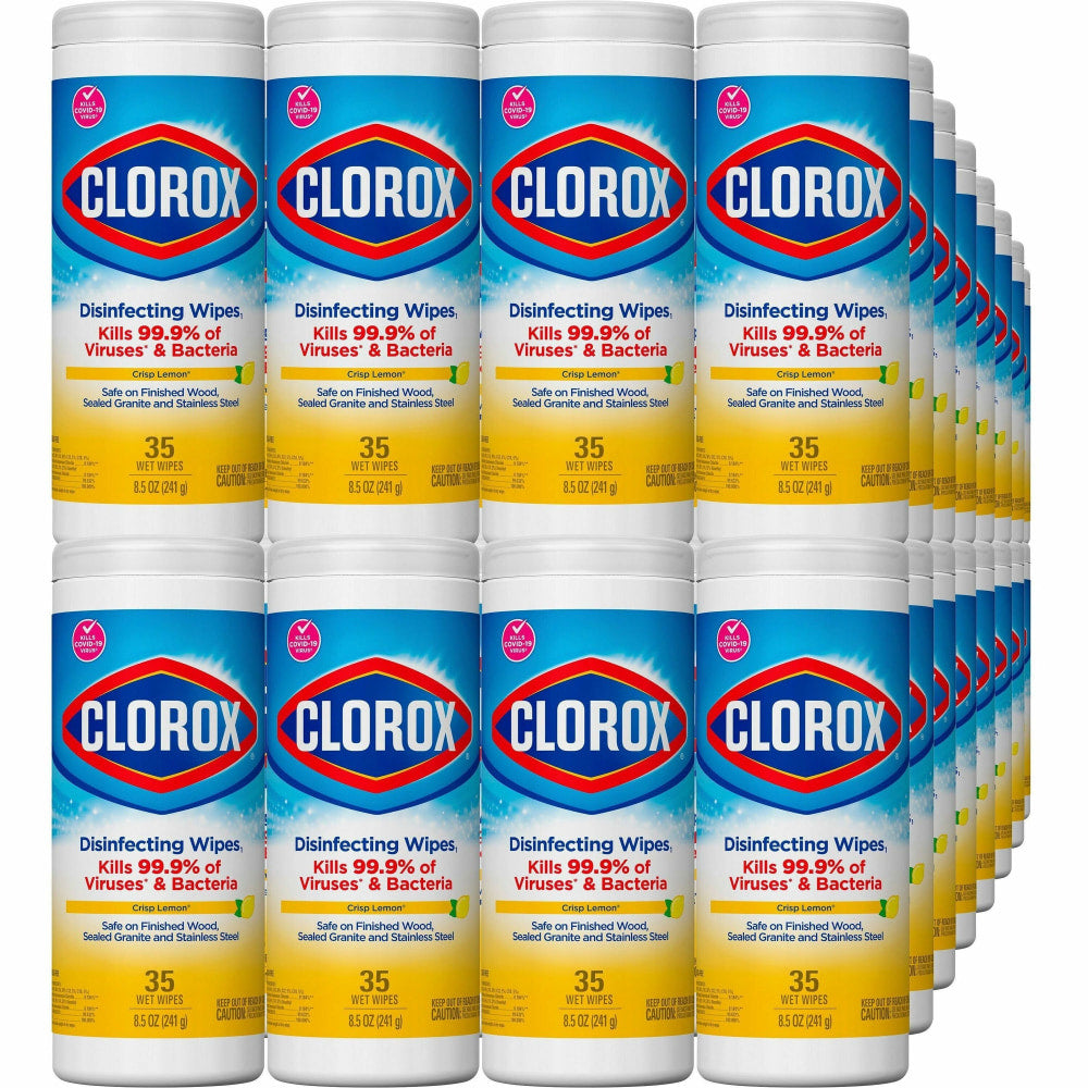 Clorox Disinfecting Cleaning Wipes - Ready-To-Use Wipe - Crisp Lemon Scent - 35 / Canister - 840 / Pallet - Yellow