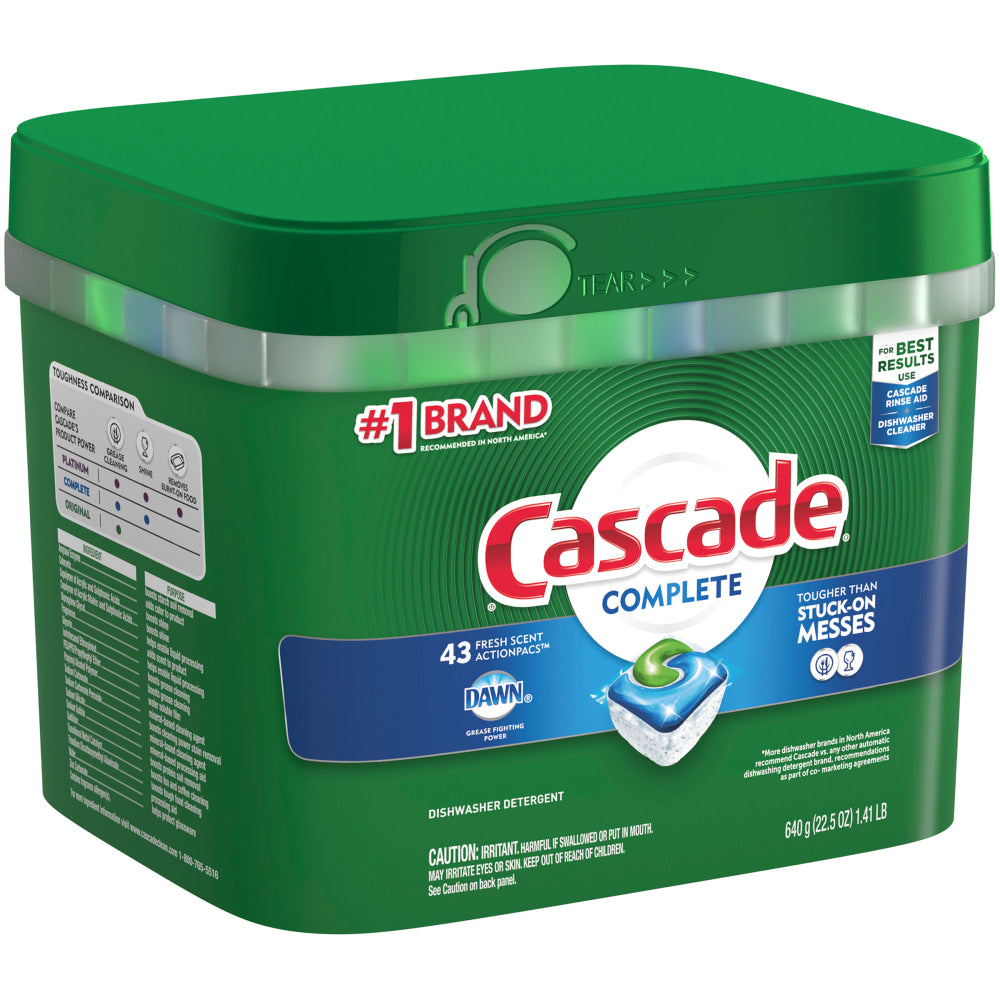 Cascade Complete ActionPacs Dishwasher Detergent Pods, Fresh Scent, Box Of 43