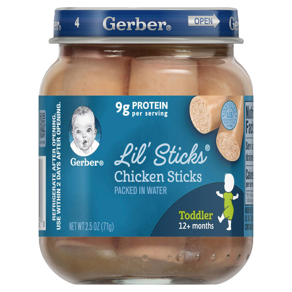 Gerber Lil Sticks, Chicken, 2.5 Oz, Pack Of 10 Sticks