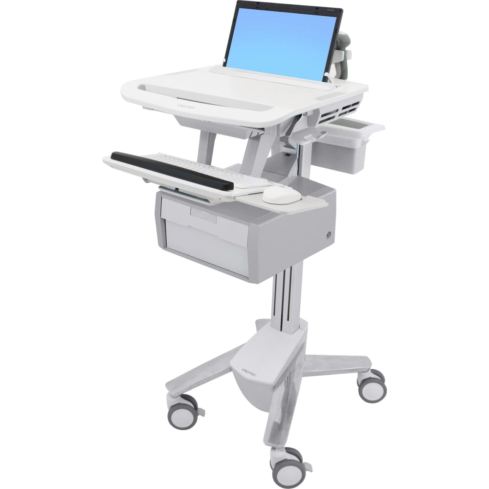 Ergotron StyleView Laptop Cart, 1 Tall Drawer (1x1) - 1 Drawer - 4 Casters - Plastic, Aluminum, Zinc Plated Steel - Aluminum