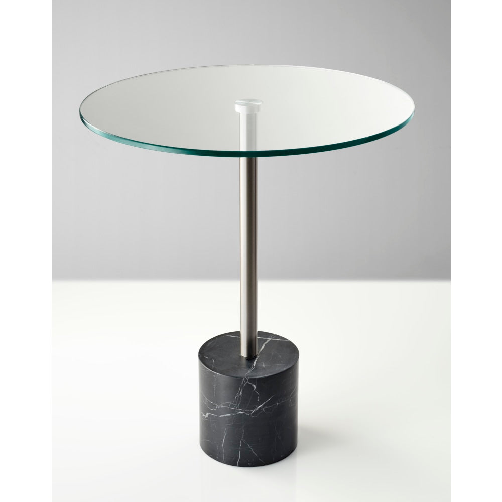 Adesso Blythe End Table, Round, 21inH x 17-3/4inW x 17-3/4inD, Clear/Black