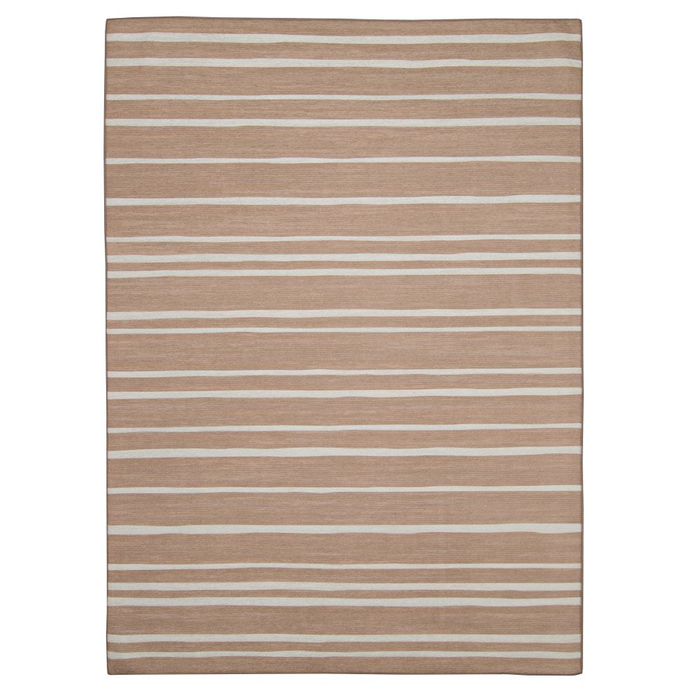 Linon Washable Outdoor Area Rug, Ribsam, 2ft x 3ft, Tan/Ivory