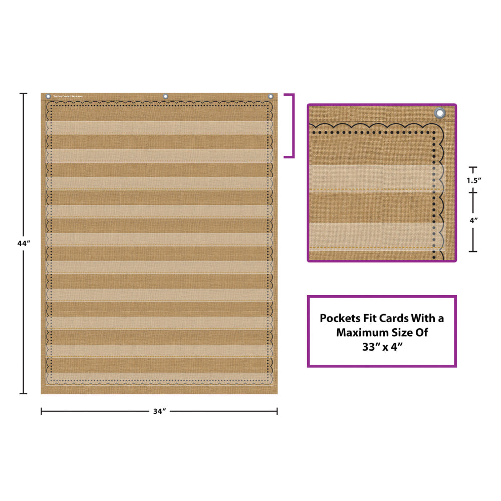 Teacher Created Resources 10-Pocket Pocket Chart, 34in x 44in, Burlap