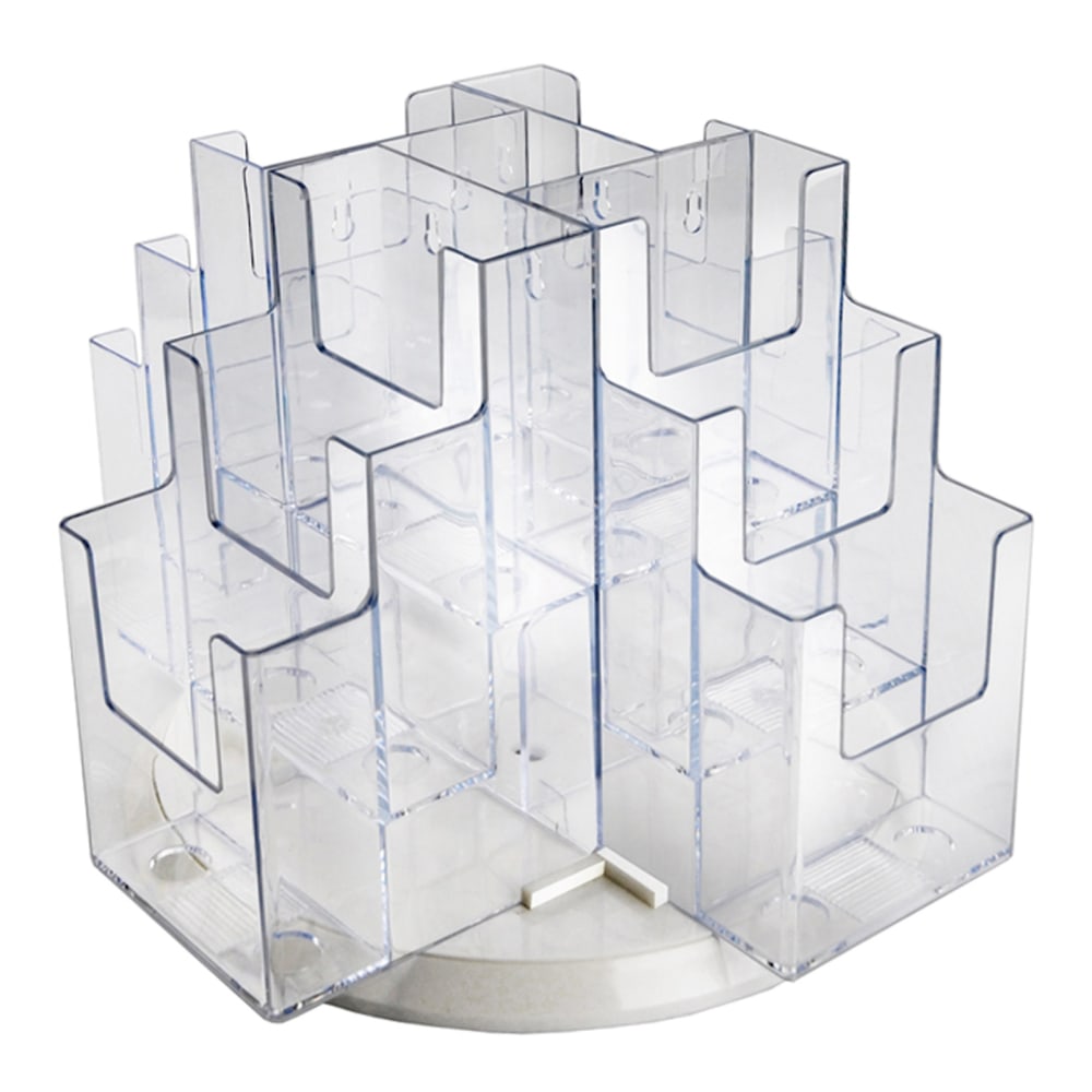 Azar Displays 12-Pocket 3-Tier Revolving Brochure Holder, 9inH x 15inW x 15inD, Clear