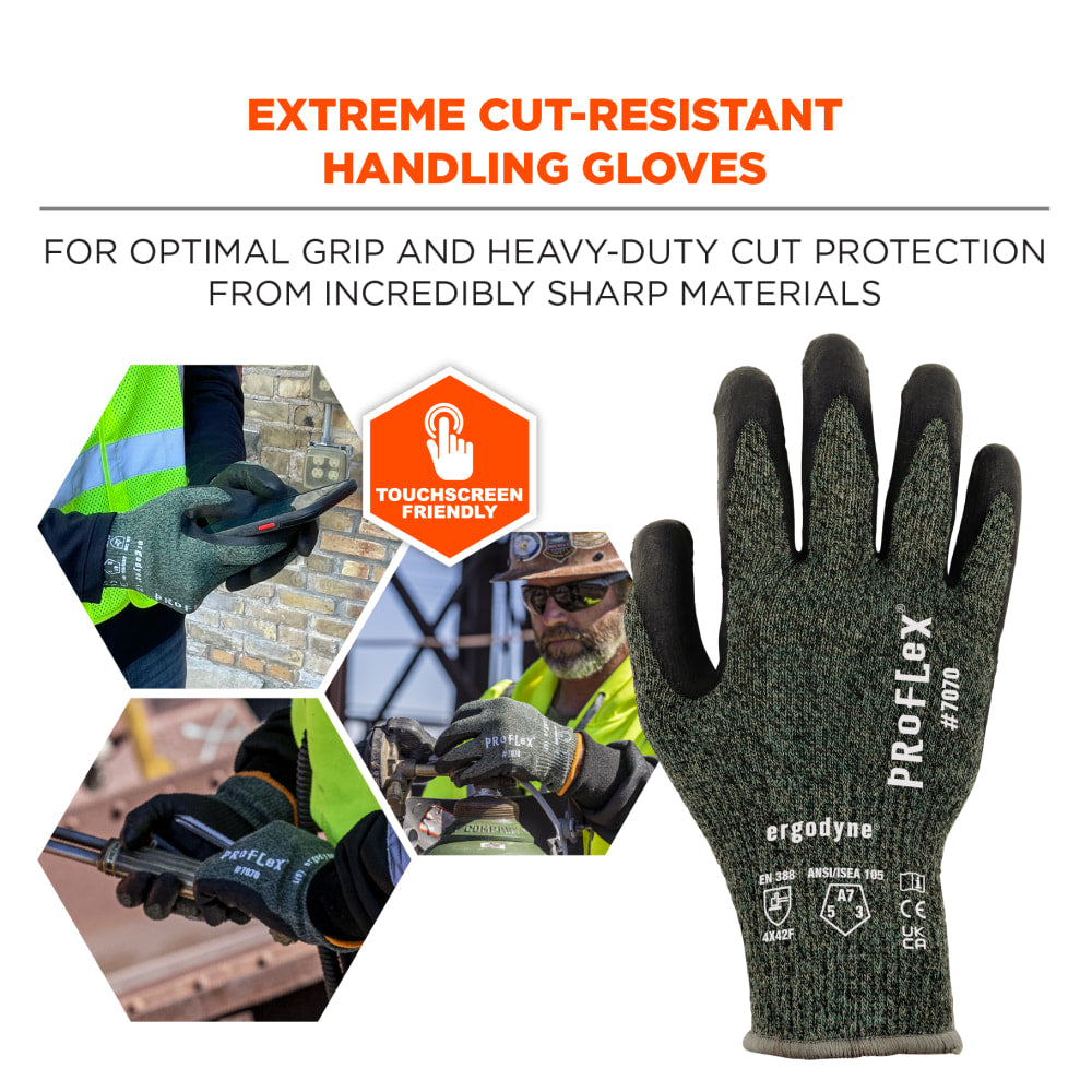 Ergodyne Proflex 7070 Nitrile-Coated Cut-Resistant Gloves, Green, X-Large