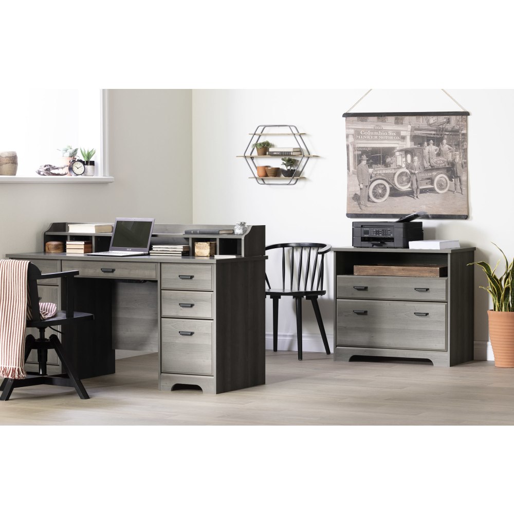 South Shore Versa 33-3/4inW x 19inD Lateral 2-Drawer File Cabinet, Gray Maple