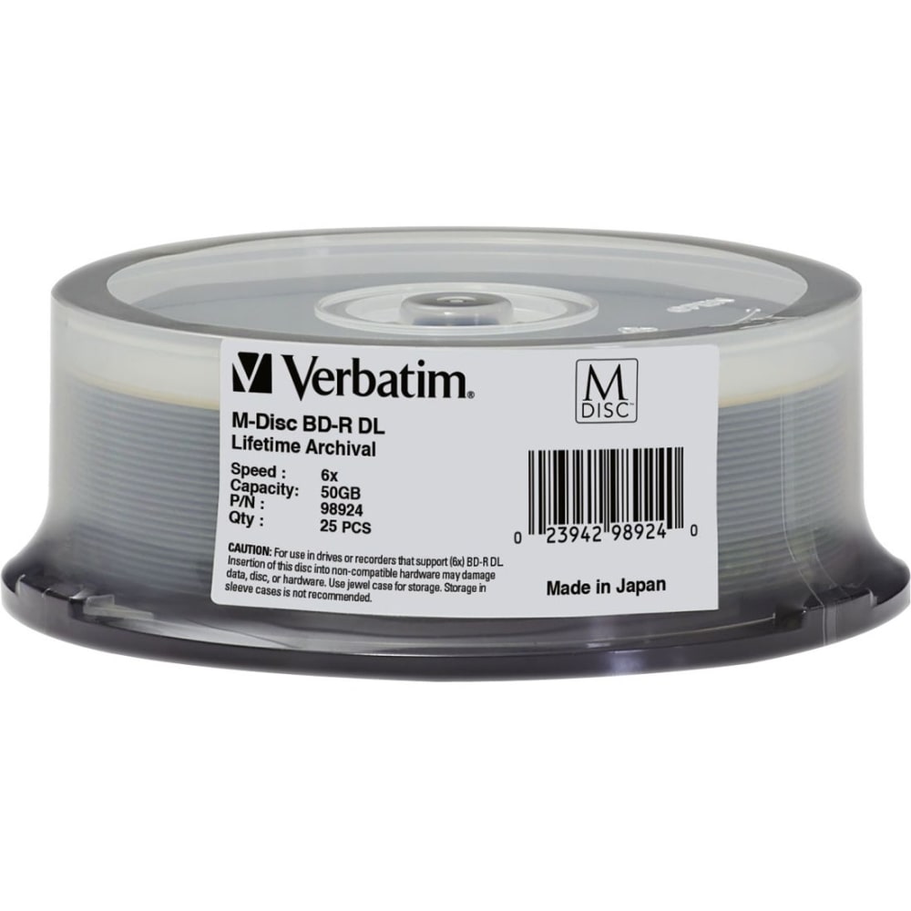 Verbatim M DISC BD-R DL - 8x - 50 GB - 25 Pack Spindle - 25pk Spindle