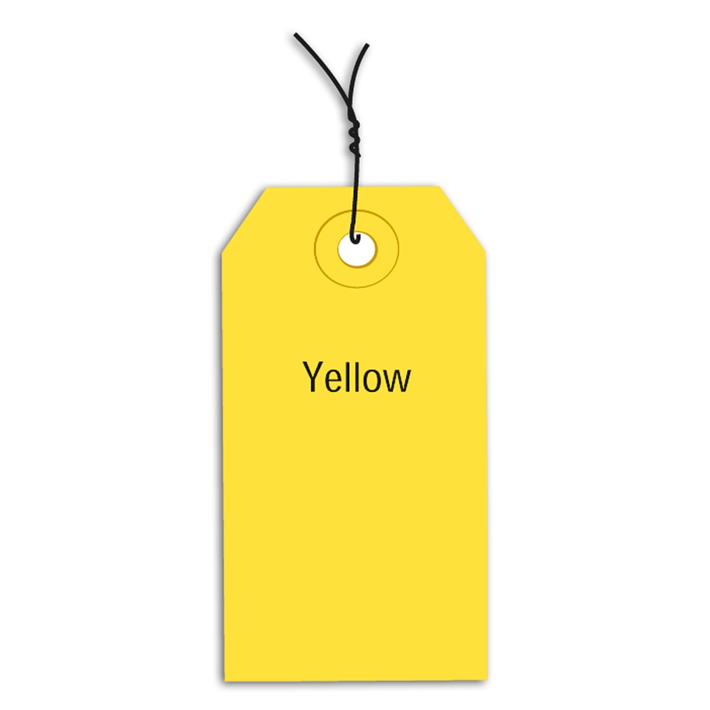 Partners Brand Prewired Color Shipping Tags, #8, 6 1/4in x 3 1/8in, Yellow, Box Of 1,000