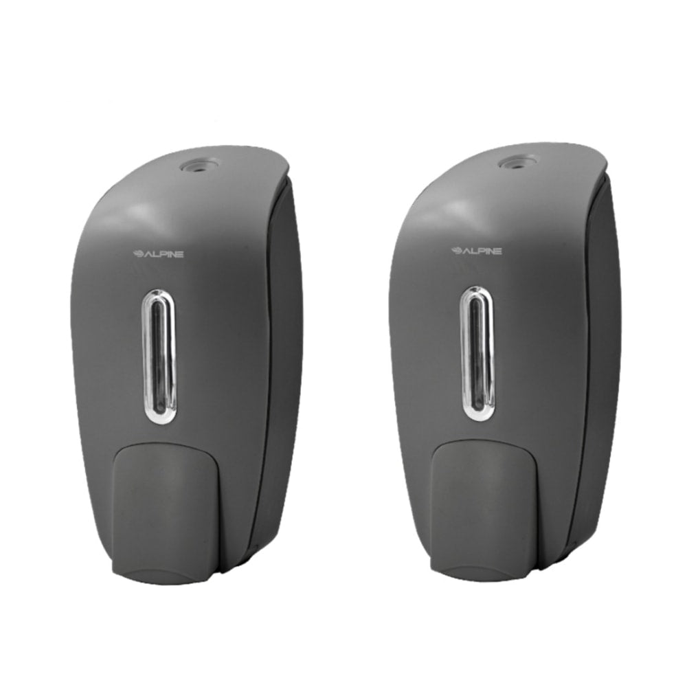 Alpine Wall-Mounted Hand Soap Dispensers, 9-5/8inH x 4-5/8inW x 4-1/8inD, Gray, Pack Of 2 Dispensers