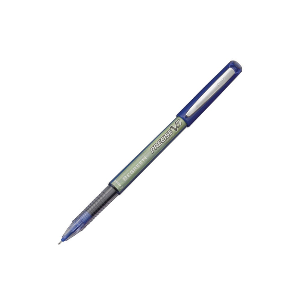 Pilot Precise V5 BeGreen Rollerball Pens, Extra-Fine Point, 0.5 mm, 89% Recycled, Blue Barrel, Blue Ink, Pack Of 12