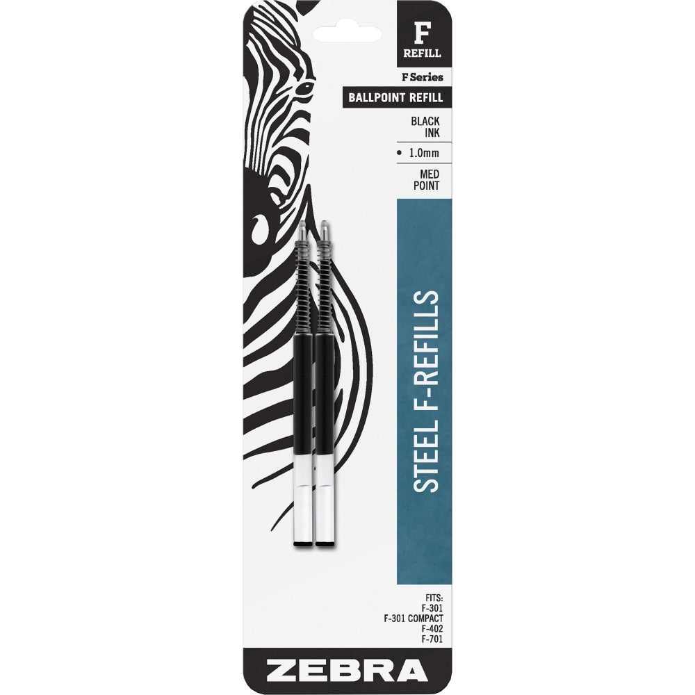 Zebra Pen F-Series Pen Refills, Pack Of 2, Medium Point, Black Ink