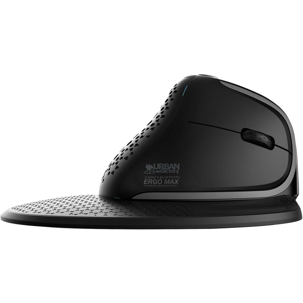 Urban Factory ERGO MAX EPM50UF Mouse - Optical - Cable/Wireless - Bluetooth/Radio Frequency - 2.40 GHz - Black - USB Type C - 4000 dpi - Scroll Wheel - 7 Button(s) - Right-handed