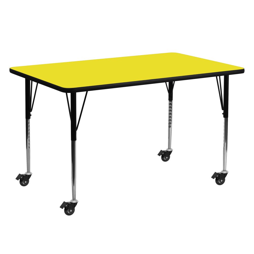 Flash Furniture Mobile Rectangular HP Laminate Activity Table, 24ft"W x 60ftL, Yellow