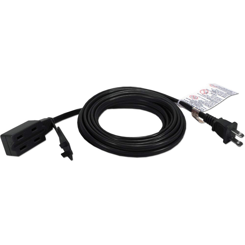 QVS 3-Outlet 2-Prong 15ft Power Extension Cord - 3 x AC Power - 15 ft Cord - 13 A Current - 125 V AC Voltage - 1625 W - 3 x AC Power - 15 ft Cord - 13 A Current - 125 V AC Voltage - 1625 W - Black