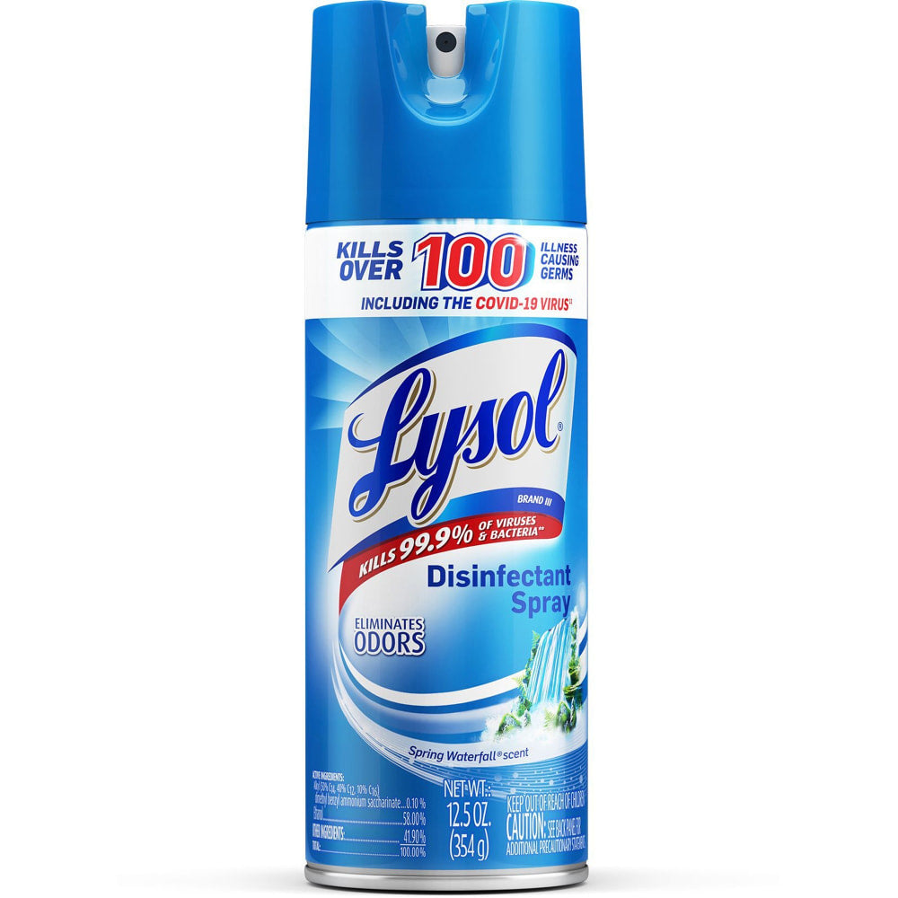 Lysol Spring Waterfall Disinfectant Spray - Ready-To-Use Spray - 12.5 fl oz (0.4 quart) - Spring Waterfall Scent - 1 Each - Clear