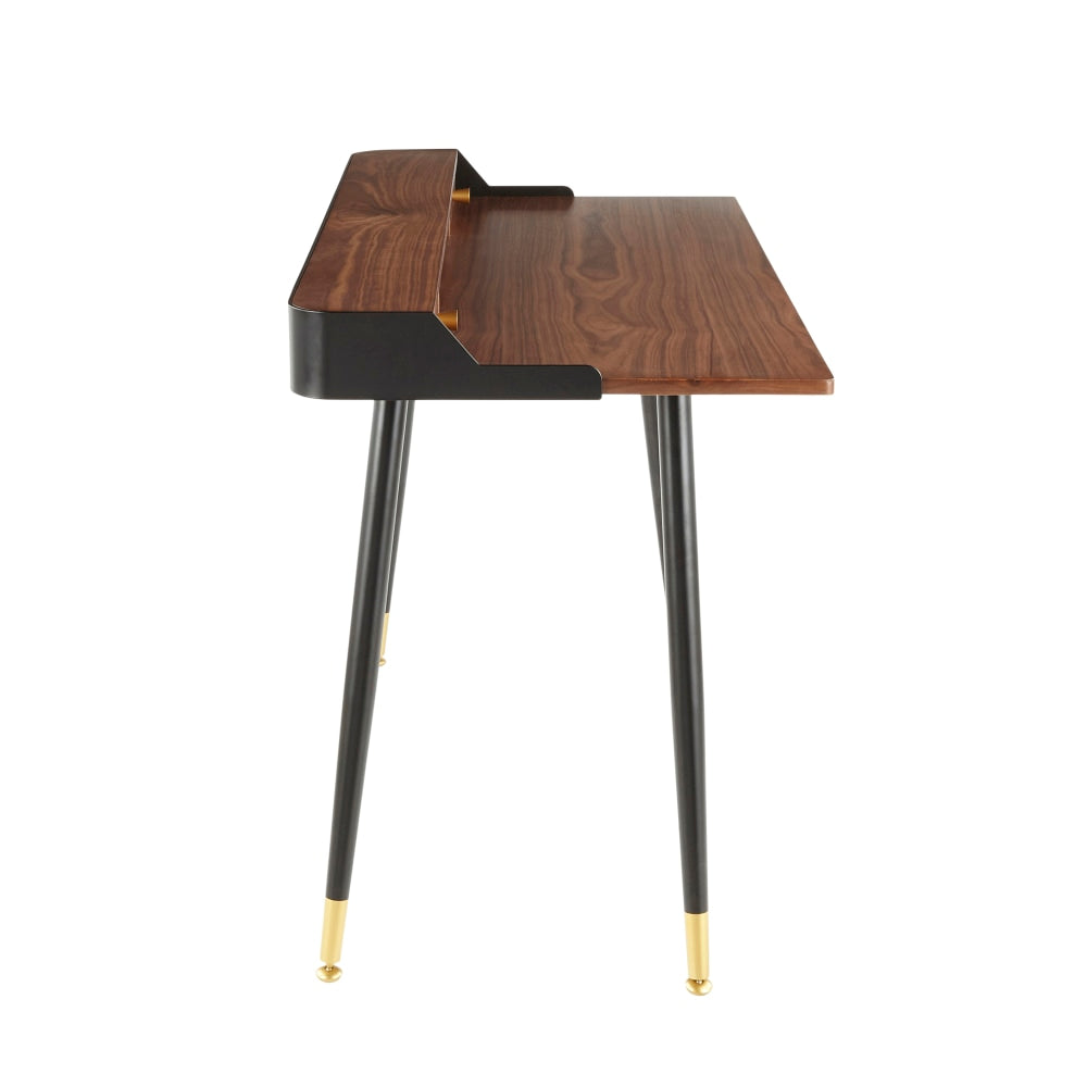 LumiSource Harvey 48inW Writing Desk, Walnut/Black