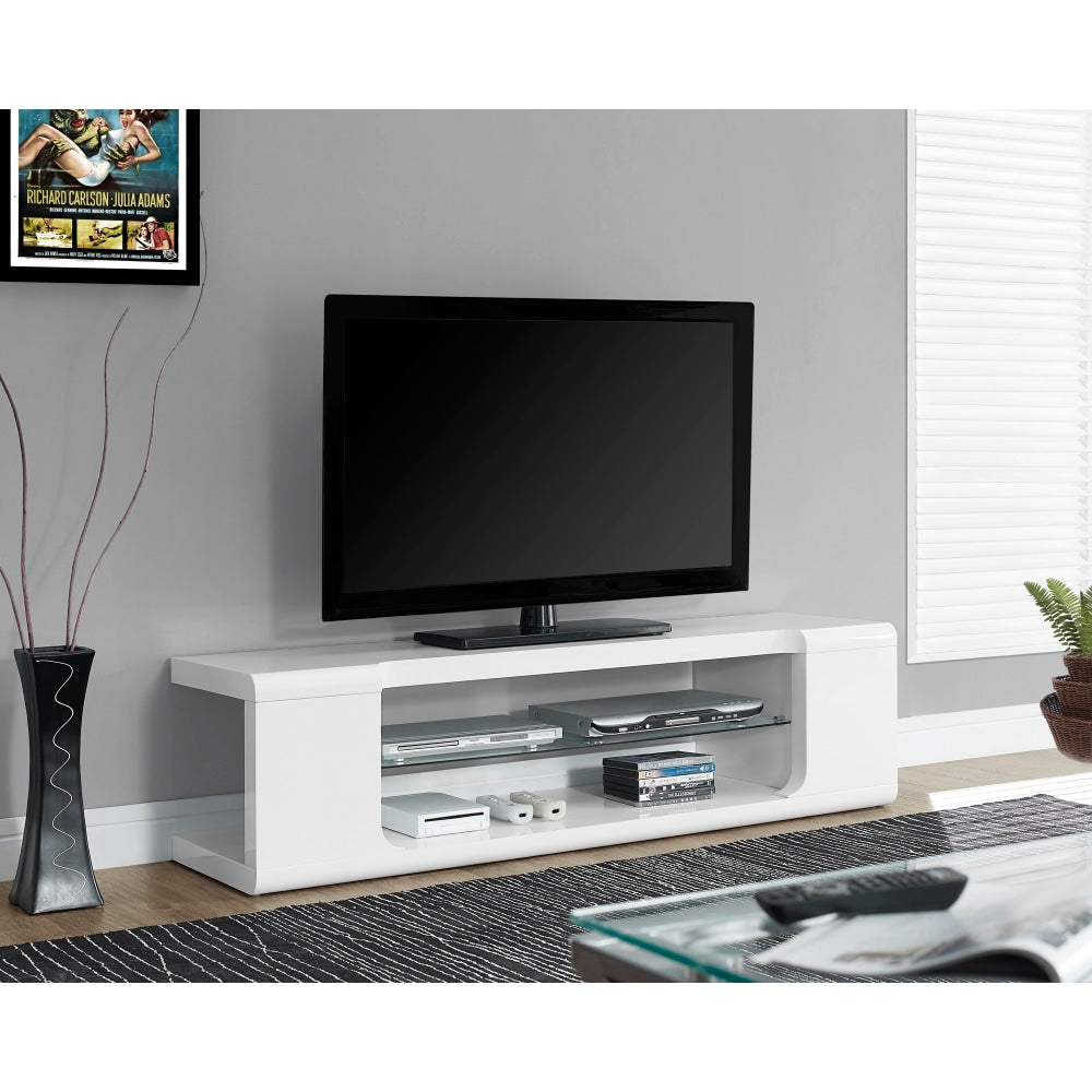 Monarch Specialties Glossy TV Stand For TVs Up To 60in, White