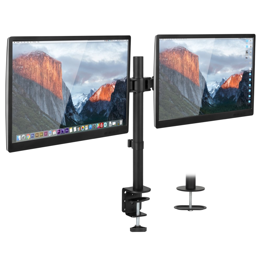 Mount-It! MI-2752 Dual Monitor Desk Mount For 13 - 27in Monitors, 17-11/16inH x 28inW x 5-1/2inD, Black