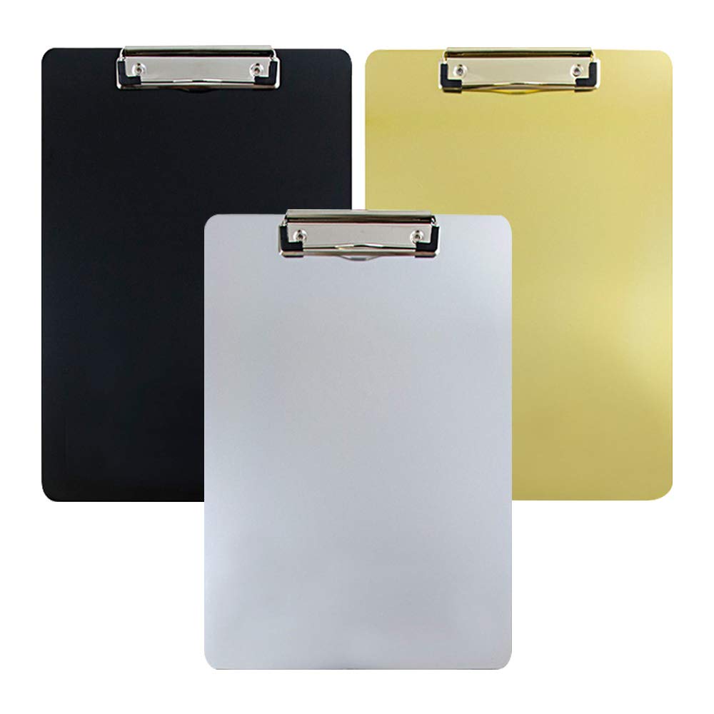 JAM Paper Letter-Size Clipboards With Low-Profile Metal Clips, 9in x 12-1/2in, Assorted Colors, Pack Of 3 Clipboards