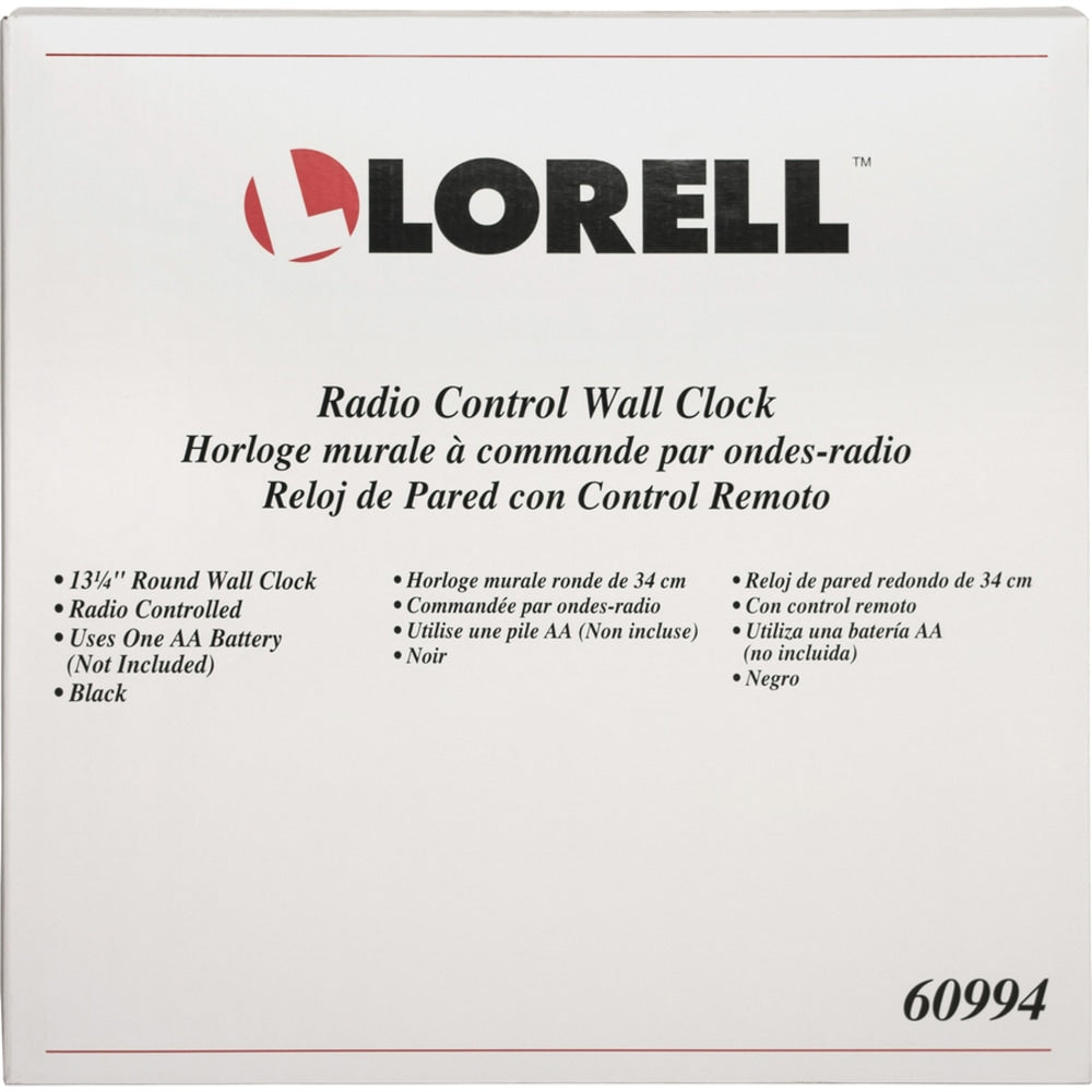 Lorell 13 1/4in Round Atomic Wood Wall Clock, Black