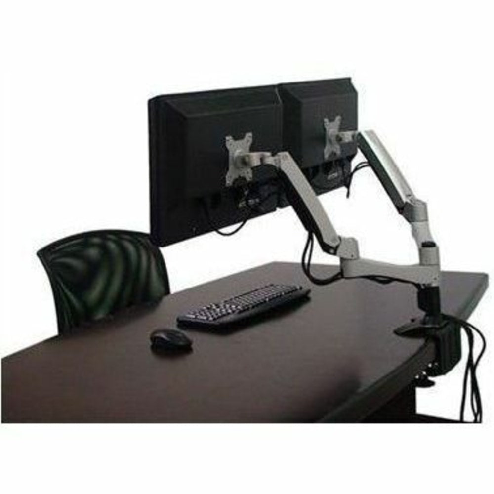 Amer Mounts Dual Articulating Monitor Arm. Supports two 15in-26in LCD/LED Flat Panel Screens - Supports up to 22lb monitors, +90/- 20 degree tilt and VESA 75/100