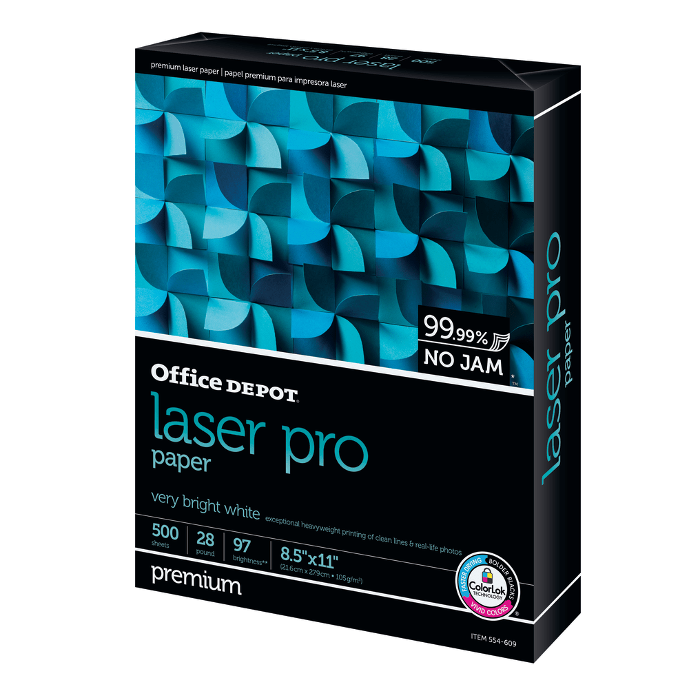 Office Depot Laser Pro Paper, White, Letter Size (8 1/2in x 11in), Ream Of 500 Sheets, 28 Lb, 97 Brightness