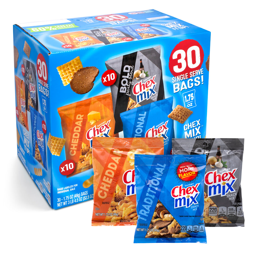 Chex Mix Classics Mix It Up Variety Snack Mixes, 1.75 Oz, Box Of 30 Packs