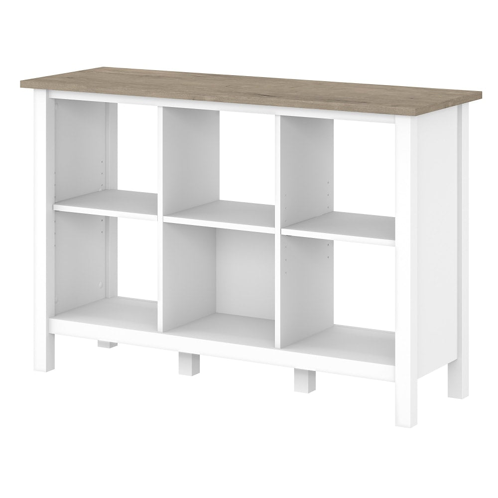 Bush Furniture Mayfield 30inH 6-Cube Storage Bookcase, Pure White/Shiplap Gray, Standard Delivery