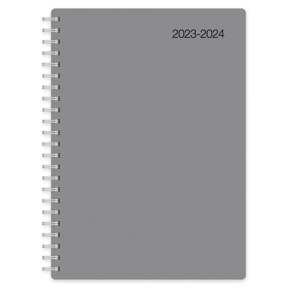 2023-2024 Office Depot Brand Weekly/Monthly Academic Planner, 5in x 8in, 30% Recycled, Gray, July 2023 to June 2024