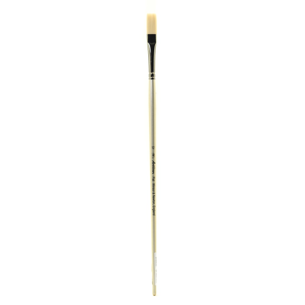 Winsor & Newton Artisan Series Paint Brush, Size 12, Flat Bristle, Synthetic, Silver