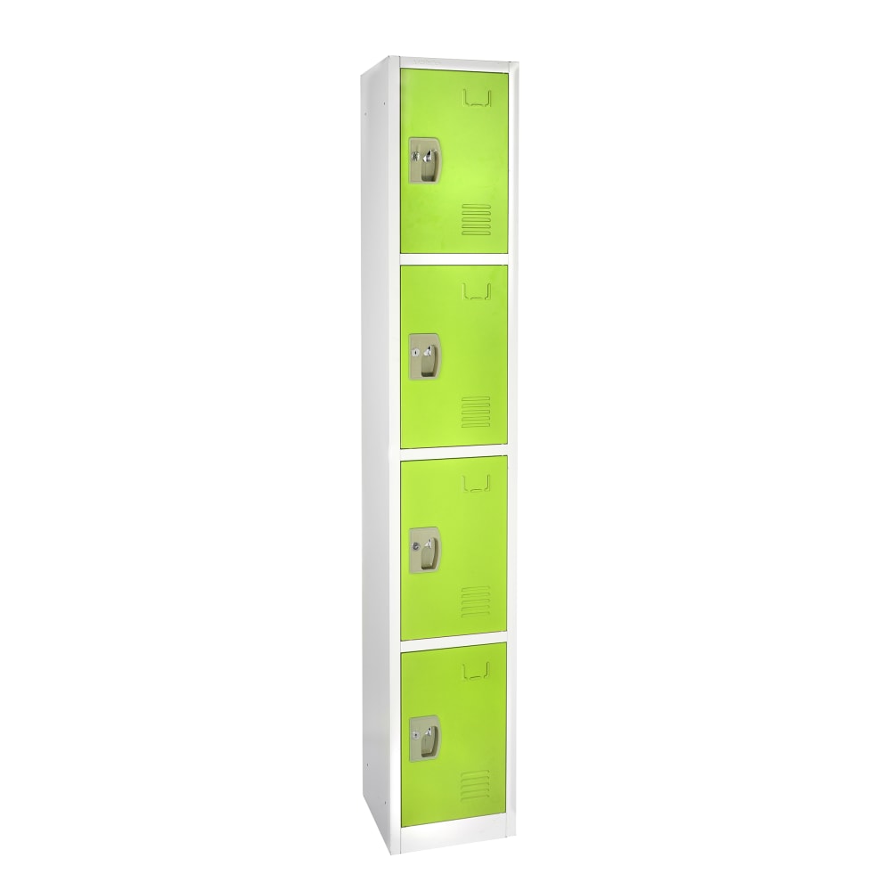 Alpine AdirOffice 4-Tier Steel Locker, 72inH x 12inW x 12inD, Green