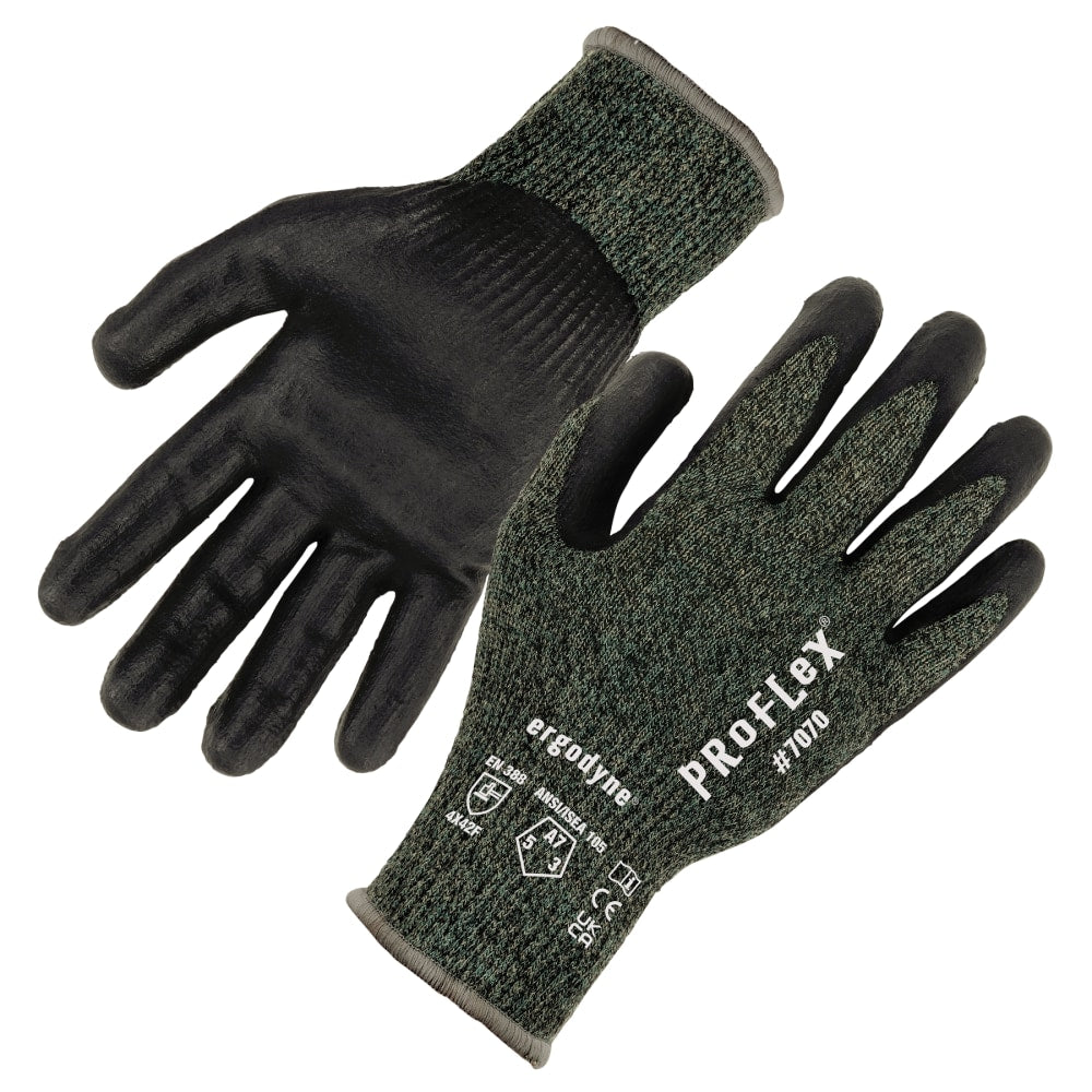 Ergodyne Proflex 7070 Nitrile-Coated Cut-Resistant Gloves, Green, X-Large