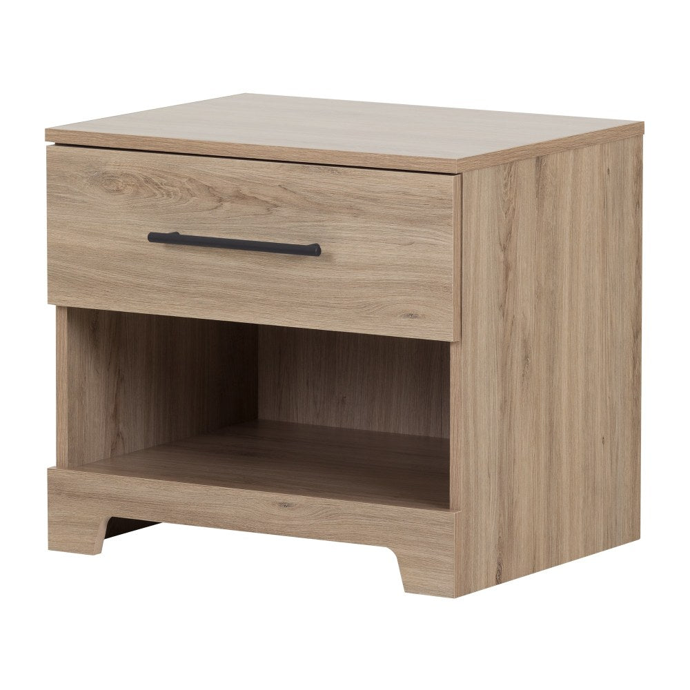 South Shore Primo 1-Drawer Nightstand, 19-3/4inH x 22-1/4inW x 17inD, Rustic Oak