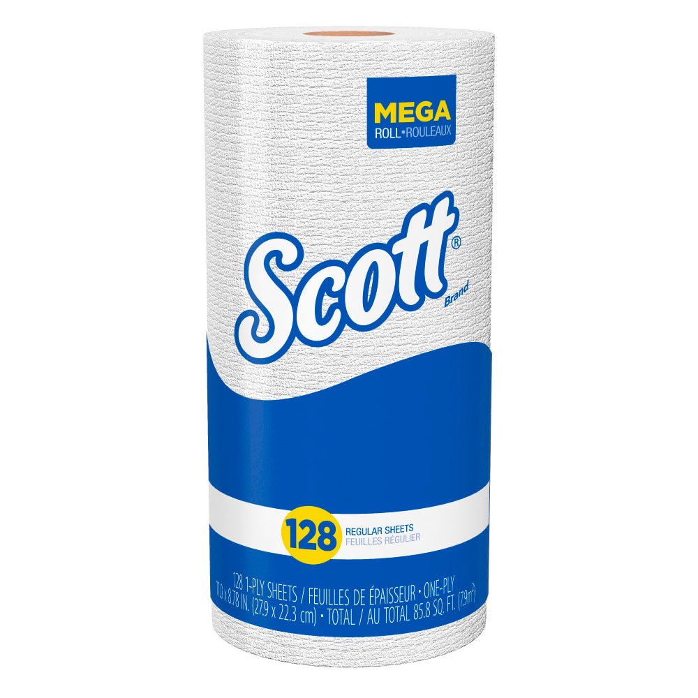 Scott 2-Ply Kitchen Paper Towels, 40% Recycled, Roll Of 128 Sheets