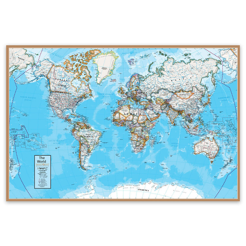 Waypoint Geographic Contemporary Laminated Wall Map, 24in x 36in, World