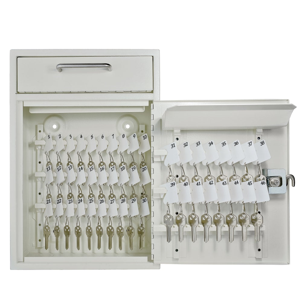 Mail Boss Key Boss High Security Locking Key Cabinet/Drop Box, 16-1/4inH x 11-1/4inW x 4-3/4inD, White