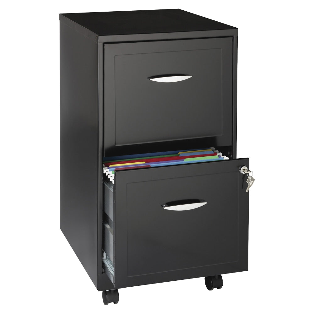 Realspace 18inD Vertical 2-Drawer Mobile File Cabinet, Black