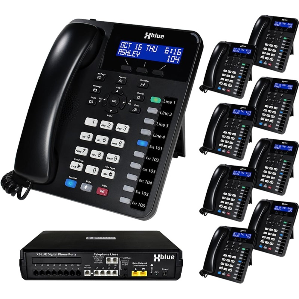 XBLUE X16 Plus Phone System Bundle With 9 XD10 Phones