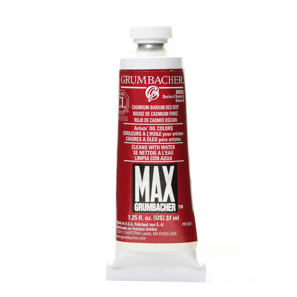 Grumbacher Max Water Miscible Oil Colors, 1.25 Oz, Cadmium Barium Red Deep