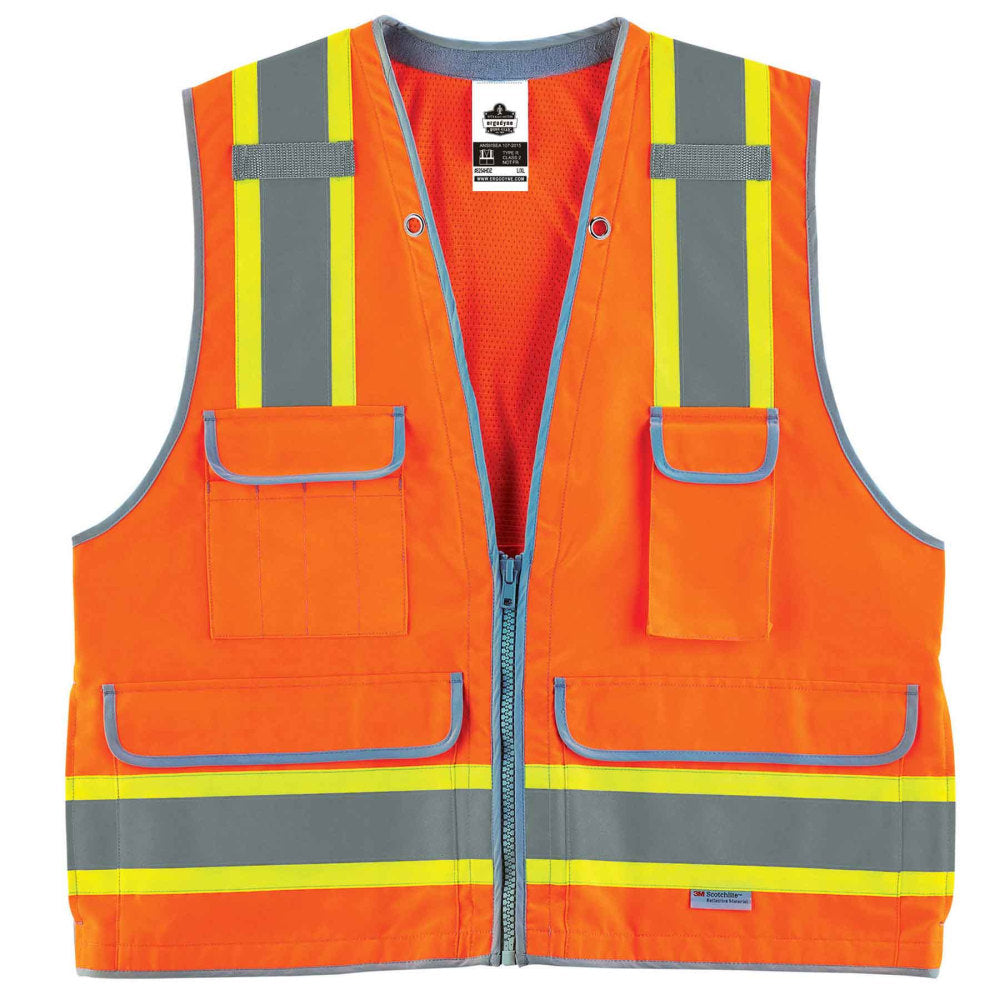 Ergodyne GloWear Safety Vest, Heavy-Duty Surveyors, Type-R Class 2, 4X/5X, Orange, 8254HDZ