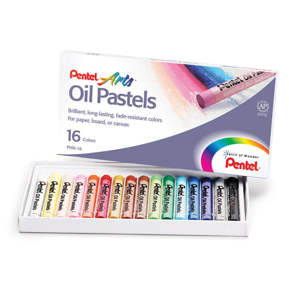 Pentel Arts Oil Pastels, Assorted Colors, Pack Of 16