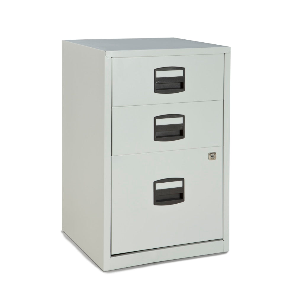 Bisley 14-13/16inD Vertical 3-Drawer Under-Desk File Cabinet, Light Gray